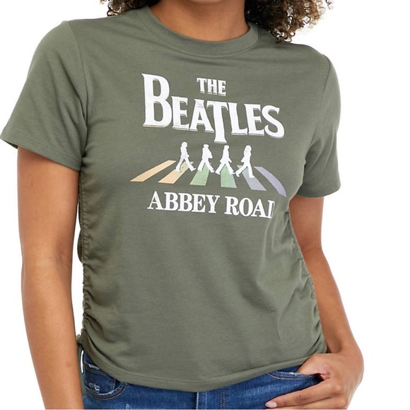 🆕The Beatles Smokey Olive Green Short Sleeve Graphic T-Shirt - Picture 1 of 3